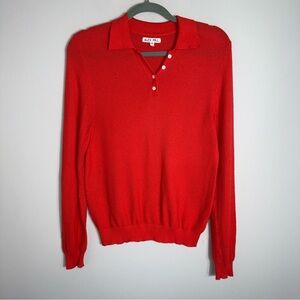 Alex Mill Women's Cotton Waffle Knit Sweater-Collared-Orange-Lightweight-Size XS